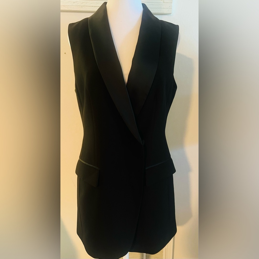 Zara Elegant Santin blend Black Vest Blazer